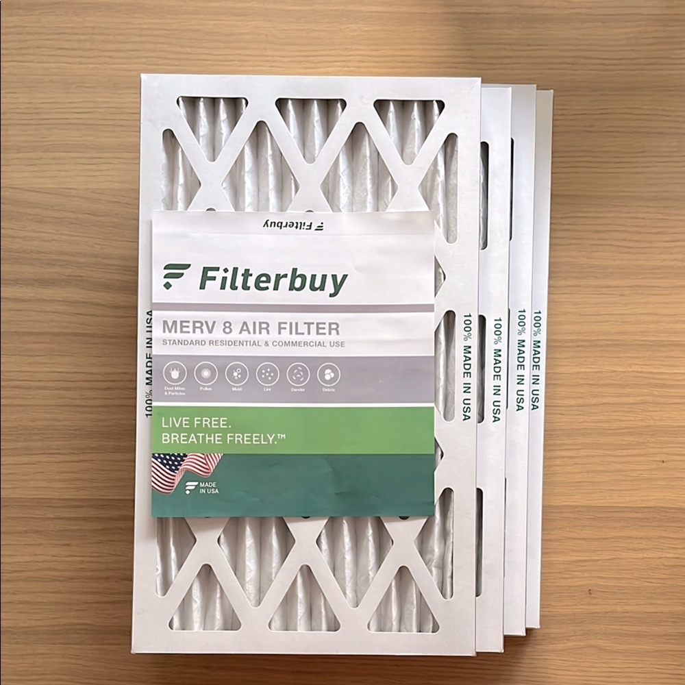 Filterbuy MERV 8 Air Filter Pack, 12x20x1, 4pcs